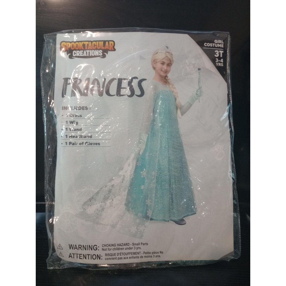 Spooktacular Creations Ice Princess Costume Girls 3T Dress Wig Wand Gloves
